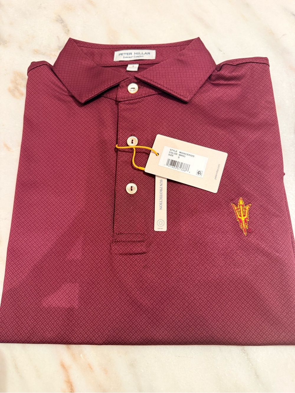 Peter Millar Men's Maroon Polo with with ASU Sun Devils Logo